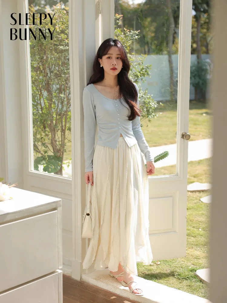 

Elegant High Waist Skirt Flowy A-Line Maxi Chic Summer Elastic Waist Pleated Long Skirt for Women Slimming Casual Boho Outfits