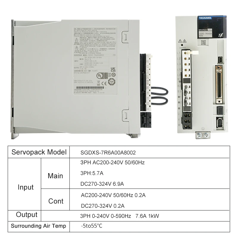 

2025 YASKAWA Driver SGDXS-7R6A00A8002 Servo Motor and Driver 850W-1kw 200V Generator Set With Power Encoder Cable