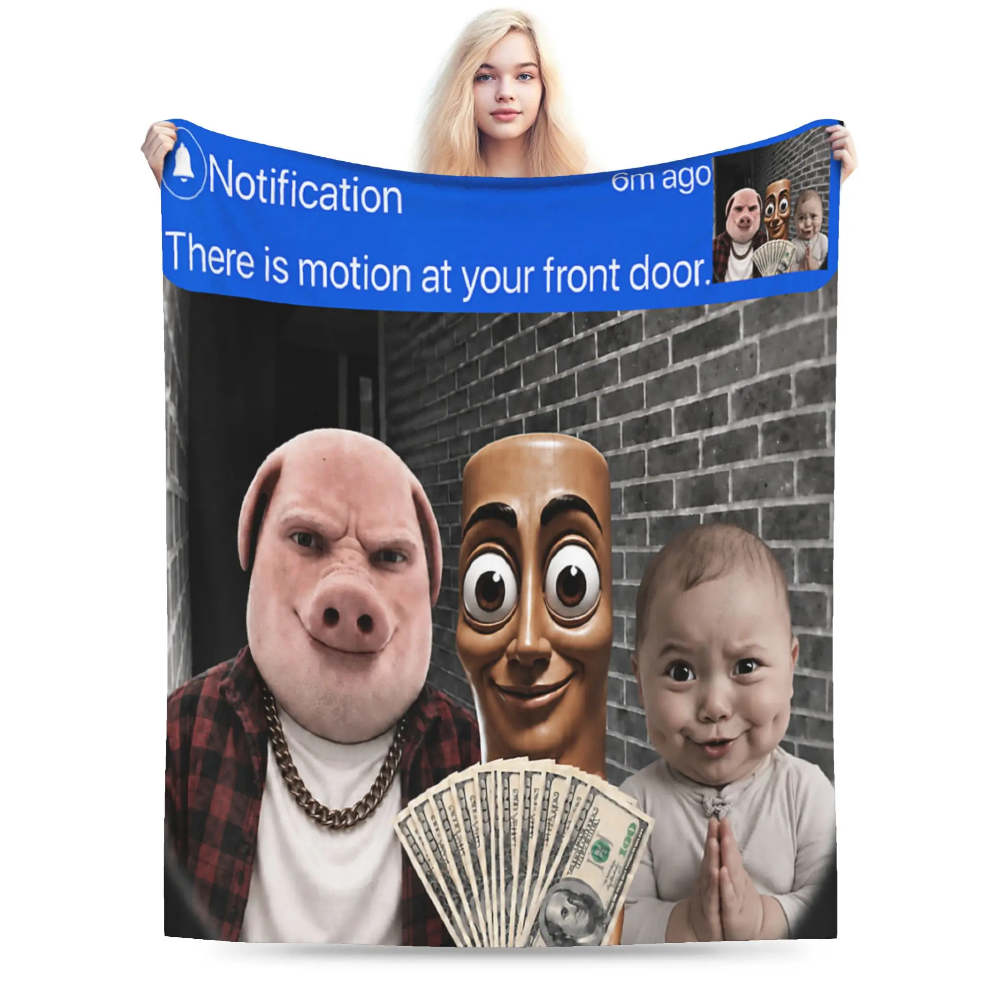 Motion at Your Front Door Tung Sahur John Pork Ai Baby Meme Blankets Throw Blanket Autumn Girls Living Room Travel Bedspread