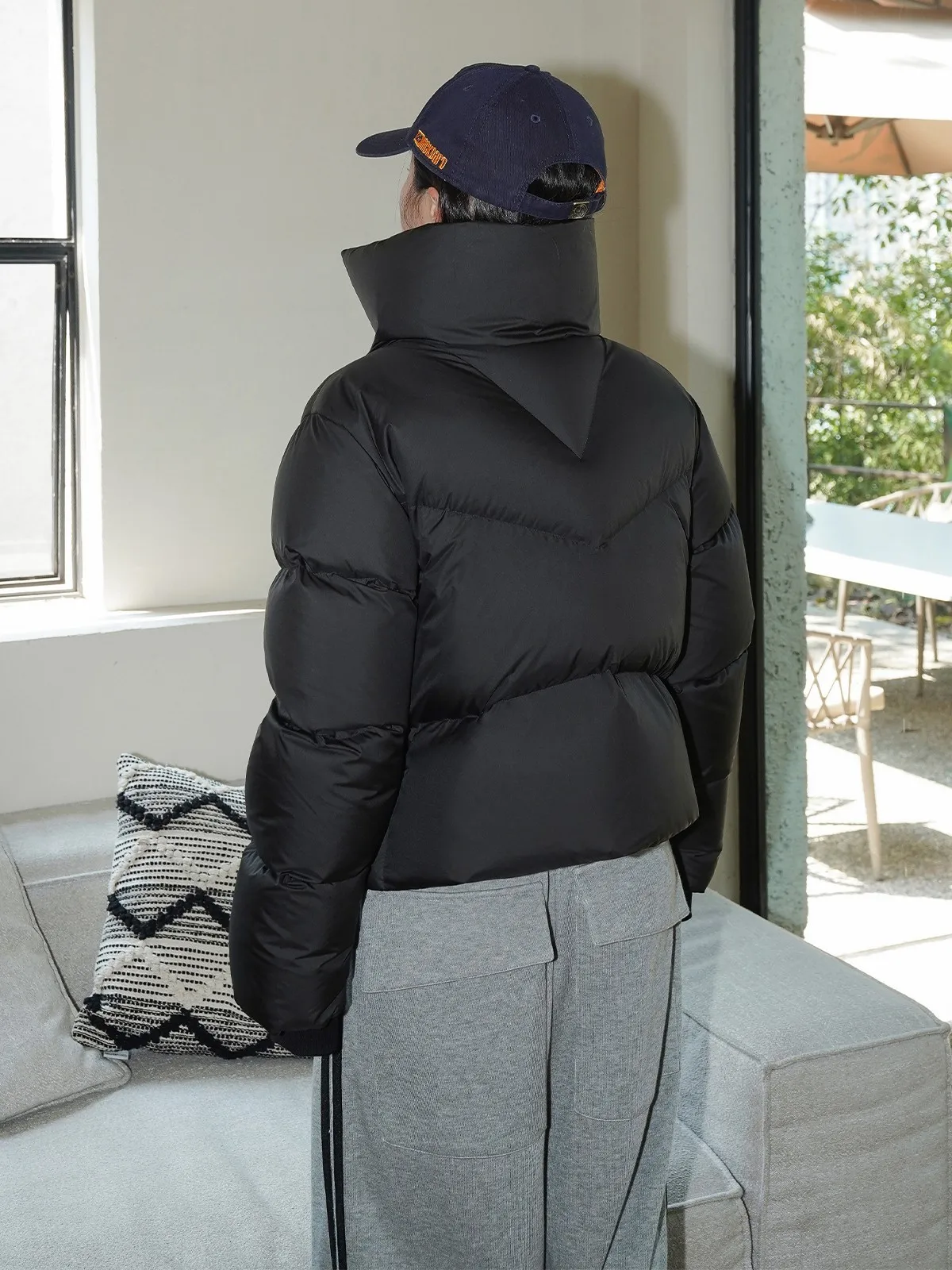 Chaqueta Acolchada para Mujer, Cuello Alto, Resistente al Agua, Color Blanco, Ultraligera, Cálida y Versátil