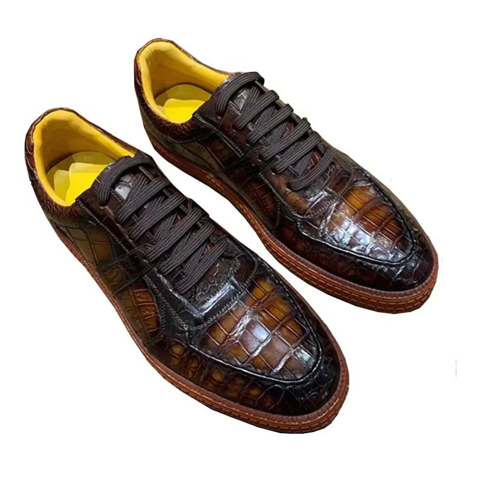 

leimanxiniu crocodile Men shoes handwork Brush color fashion Casual men board shoes shoes