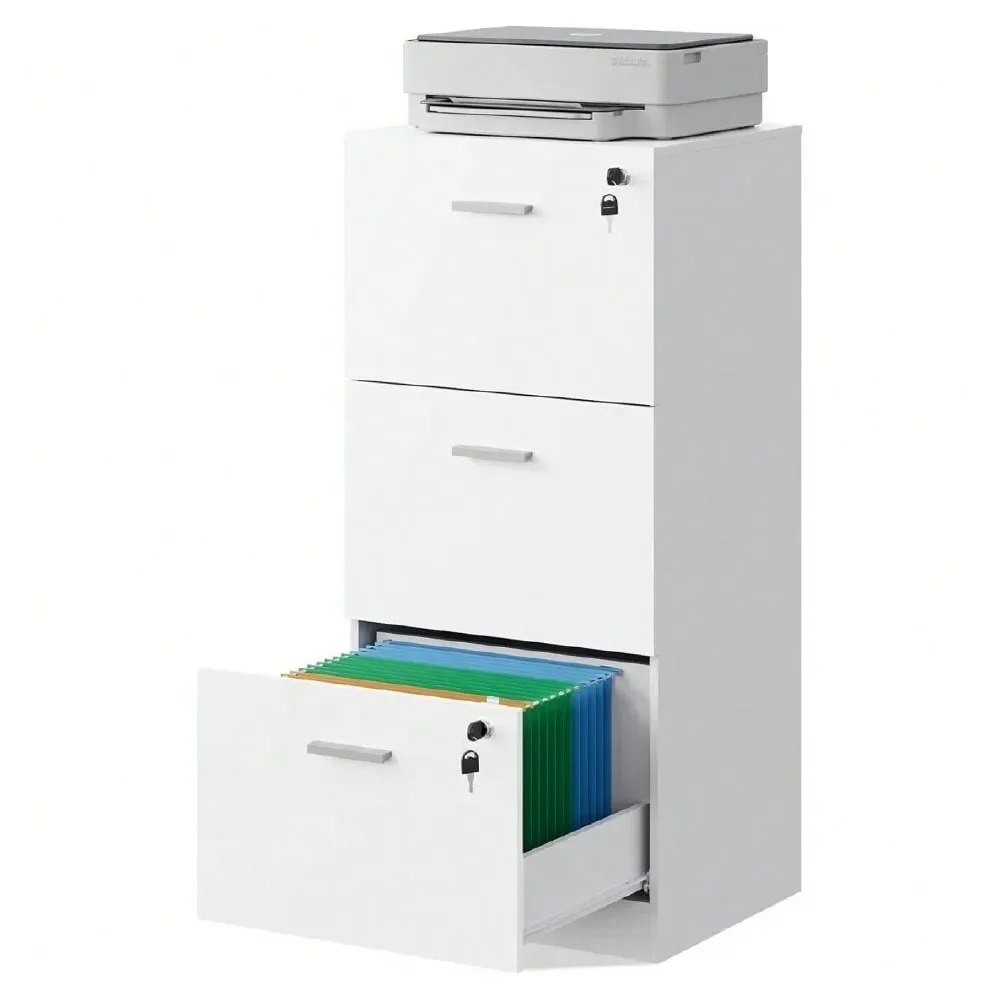 

Office Storage Cabinets And ShelvingDrawer File Cabinet With Lock, Vertical Wood Filing Cabinet For Home Office, Printer Stand F