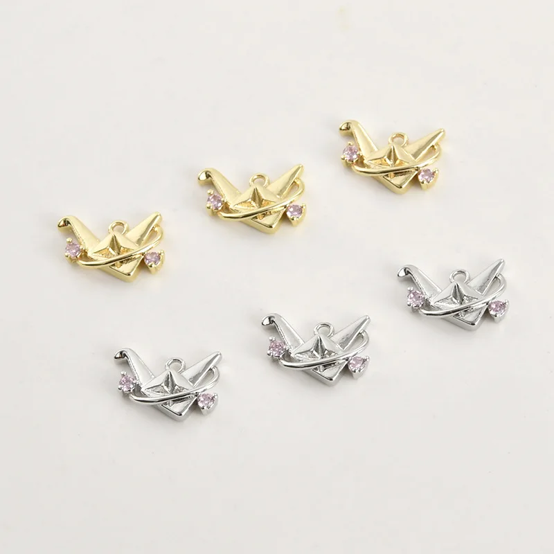 14k Gold Color Powder Zirconium Thousand Paper Crane Pendant DIY Handmade Bracelet Necklace Earrings Accessories Material