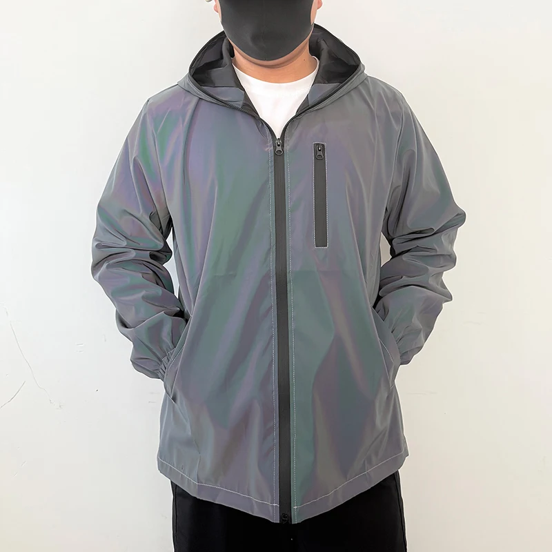 Men's Night Reflective Windproof Hooded Jacket Hip-hop Streetwear Couple Trend Coat for Outdoor Cycling Jogging Safety Clothing 16 S8e7e234072704ac1a0bd56c556247dbb9