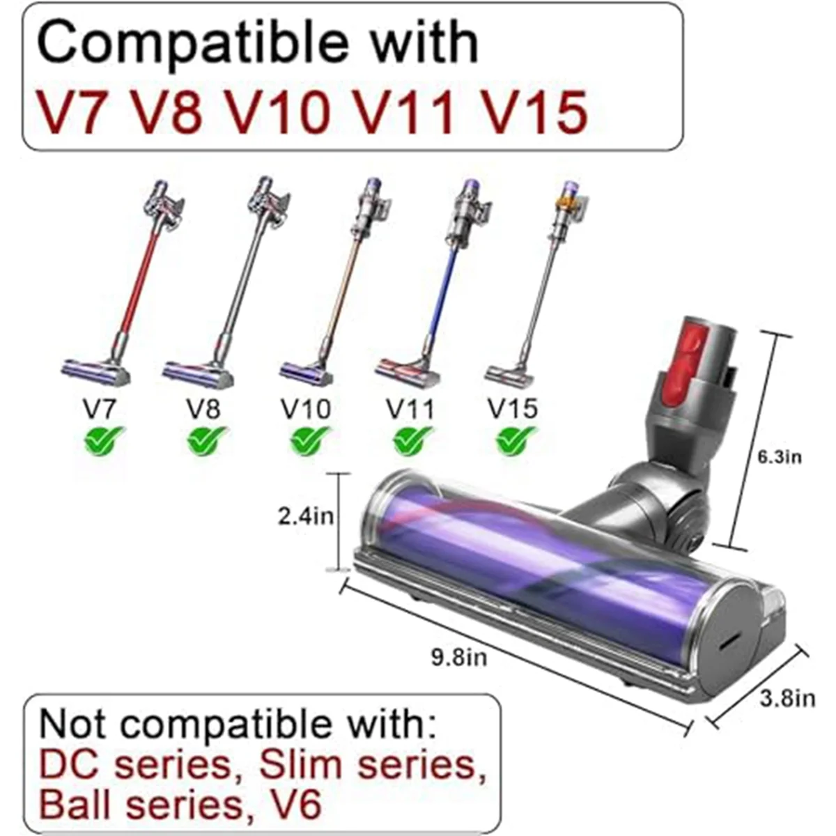 Quick Change Cleaner for V7 V10 V11 V15 Vacuum Cleaner Cleaning Head Replacement Part Electric Head