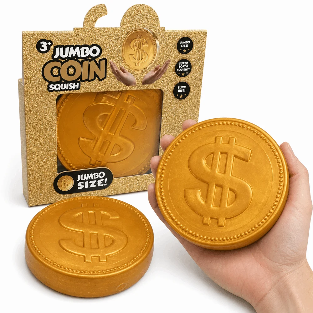 15cm Extra Large Big Gold Coin Squeeze Embossed Dollar Sign Soft Maltose Fidget Toy Realistic Coin Shape Fidget