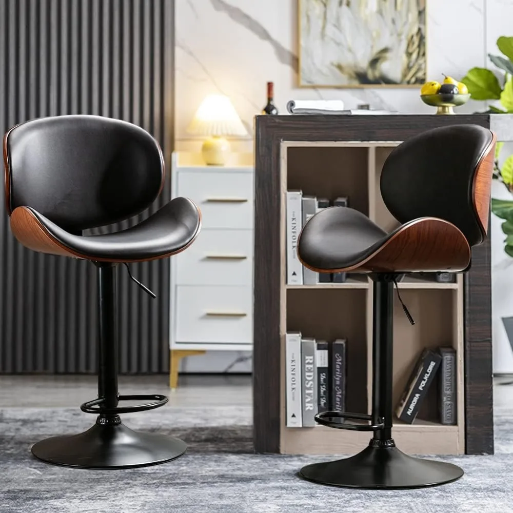 

Регулируемые по высоте вращающиеся барные стулья, обеденные стулья для бара с обивкой из искусственной кожи, без спинки и с изогнутой подставкой для ног