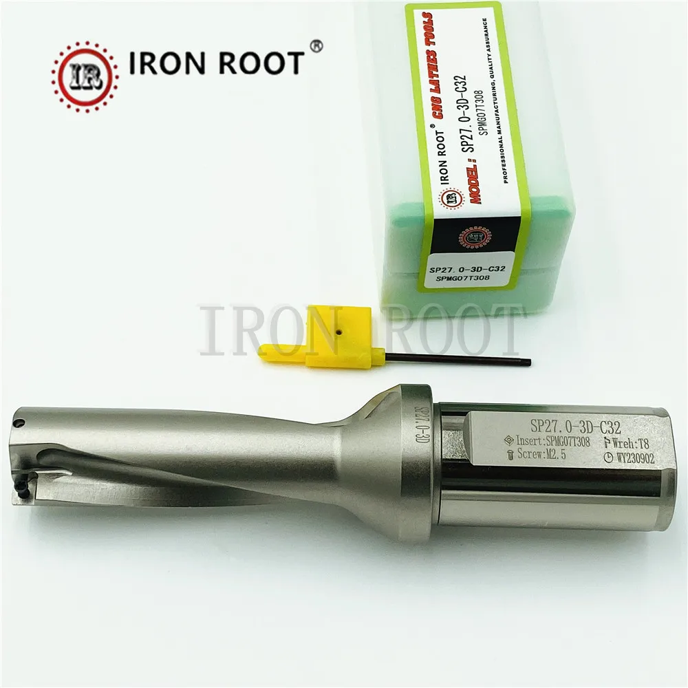 IRON ROOT SP Series Volent Drill 3D, U Drill Deep Hole Drill Indexable Insert 25.5~30 CNC Turning Tools for SPMG Carbide Insert