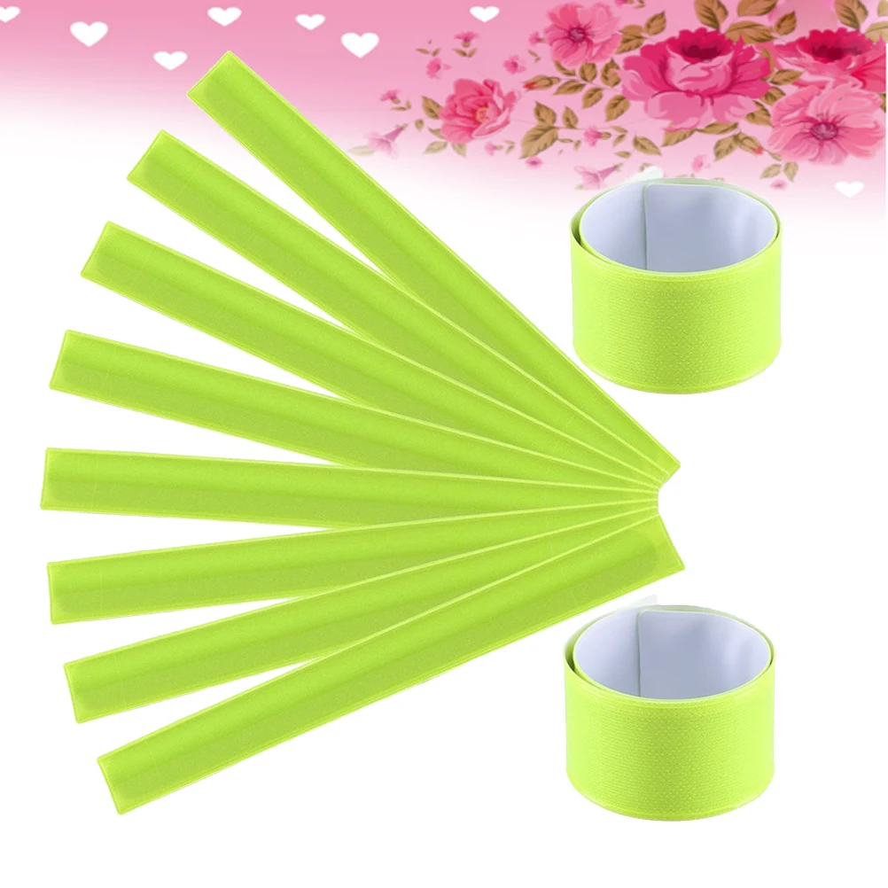 12 قطعة العصابات صفعة عاكسة PVC أساور المعصم ليلة تشغيل السلامة شارة المشي التنزه الركض وضوح عالية الفلورسنت