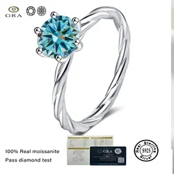6.5mm 1carat moissanite ring for charm lady  Wedding Promise Solitaire Band GRA Certified S925 Sterling Silver finger Ring