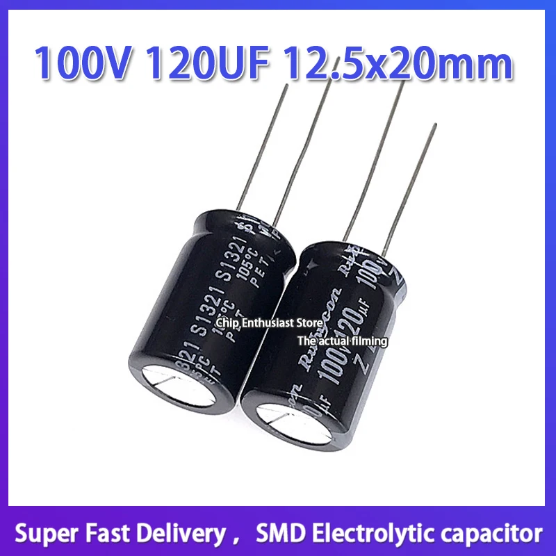 Rubycon imported aluminum electrolytic capacitor 100v 120uf 12.5*20 Ruby ZL high frequency and long life 100V 120UF 12.5x20mm
