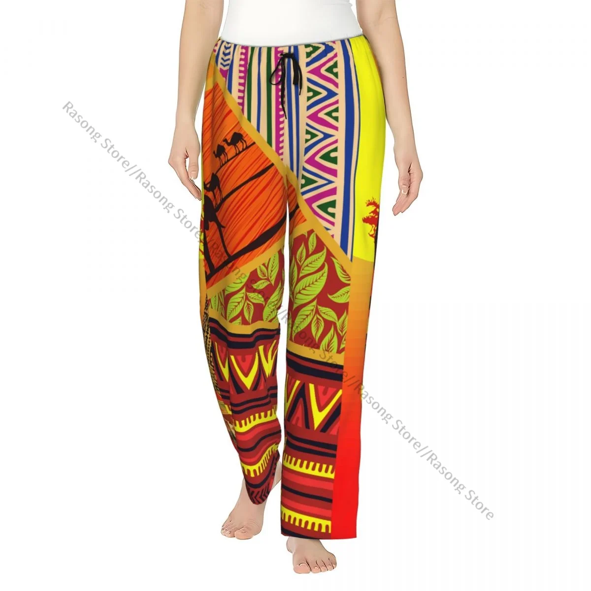 

Теплые женские пижамные штаны в африканском стиле с орнаментом в виде дерева и животных, фланелевые штаны для сна, мягкая флисовая домашняя одежда