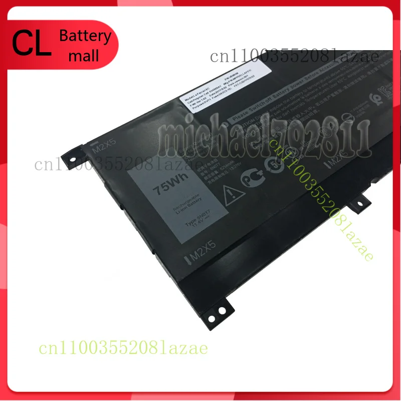 بطارية مدمجة جديدة 11.4V 75Wh 8N0T7 متوافقة مع سلسلة Dell XPS 15 9575