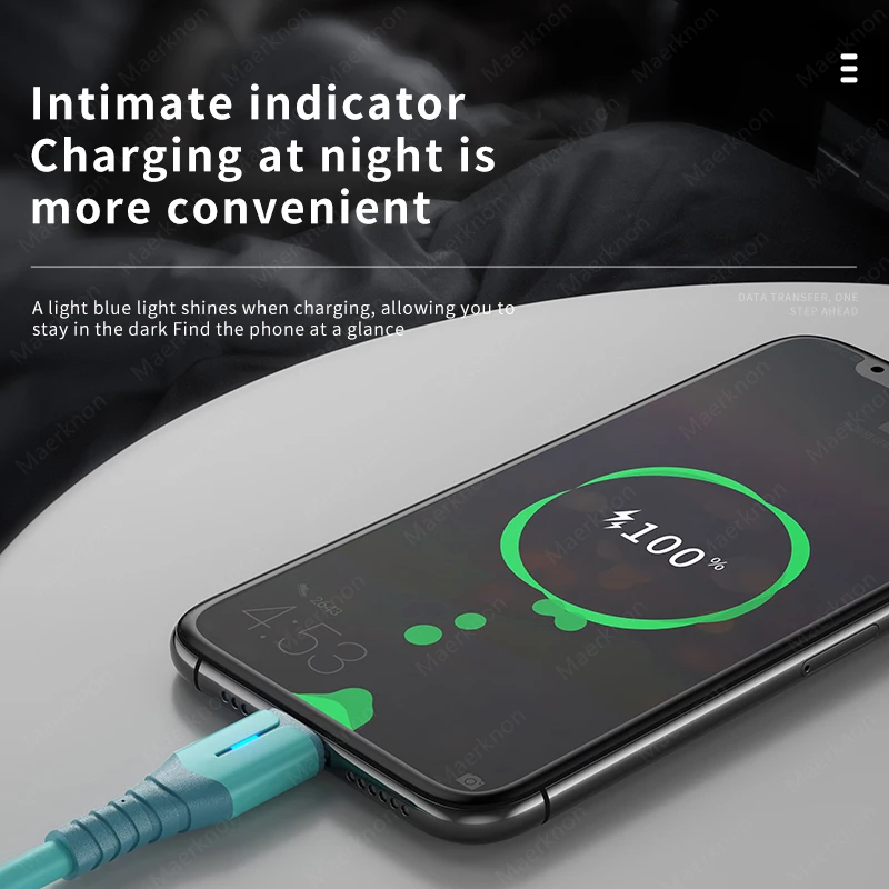 Kabel USB Typ C 5A z diodą LED do szybkiego ładowania i transmisji danych, szybki kabel do transmisji danych, kabel USB A do Typu C do szybkiego ładowania — zdjęcie 4