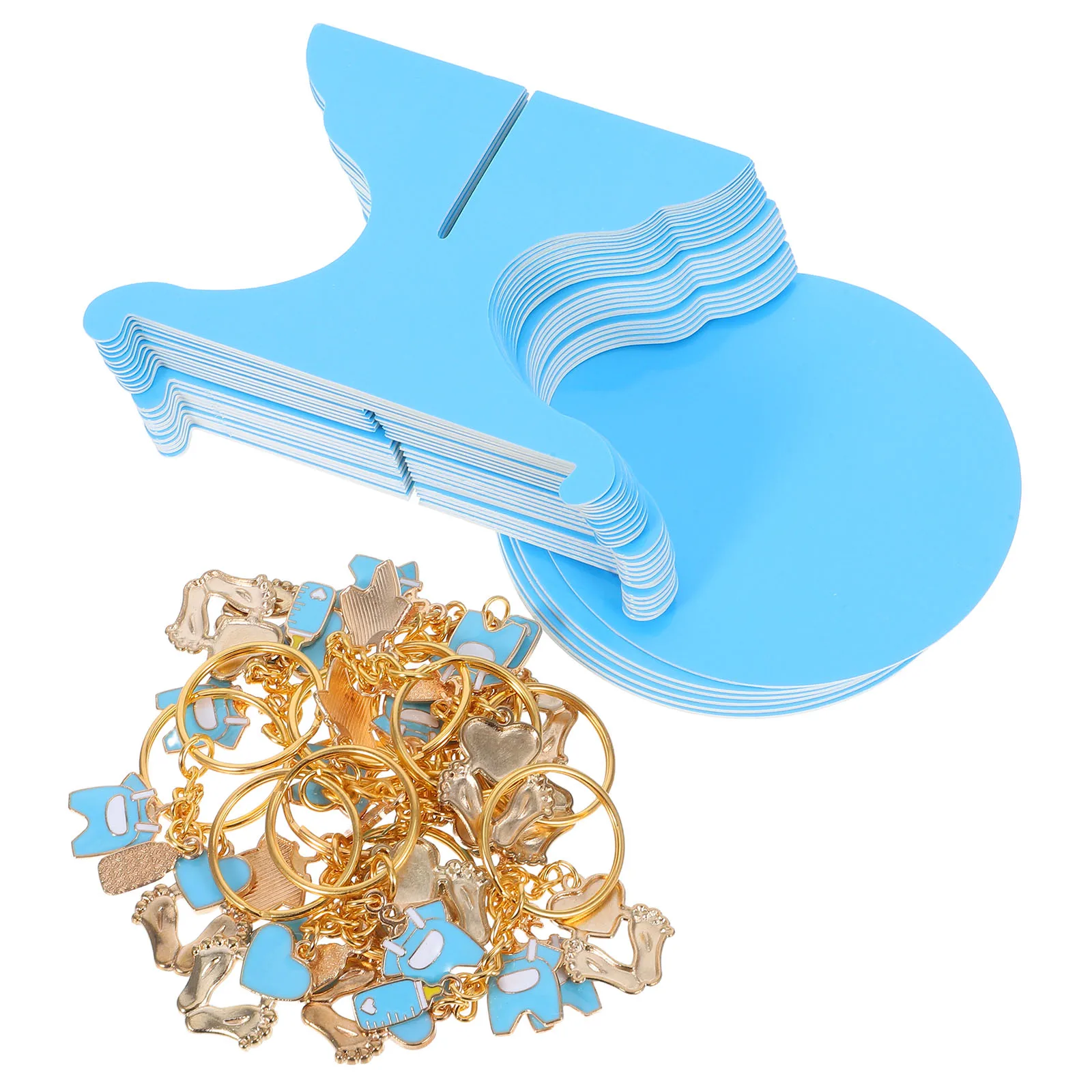 

Mini Cupcake Stand Set Blue Alloy Key Pendants Gender Reveal Favors Baby Shower Decorations Table Centerpieces Party Dessert