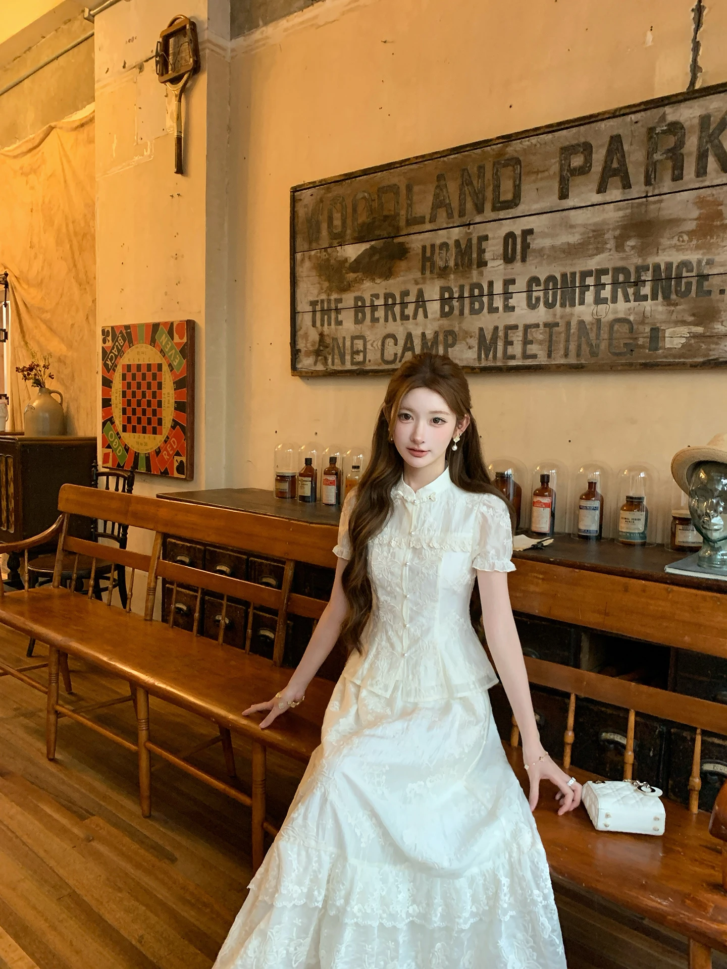 

Ele White Lace Embroidery Top And f Skirt Set New Chinese Sle Slimming Faionable Women's Summer Outfit