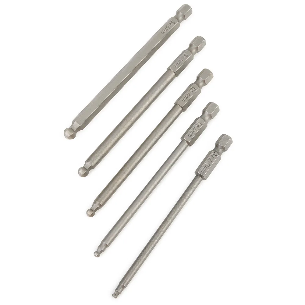 Head Screwdriver Bit Hex Shank Screwdriver Drill Bits Useful Magnetic 100mm Ball End Hexagon 2.5mm/3mm/4mm/5mm/6mm