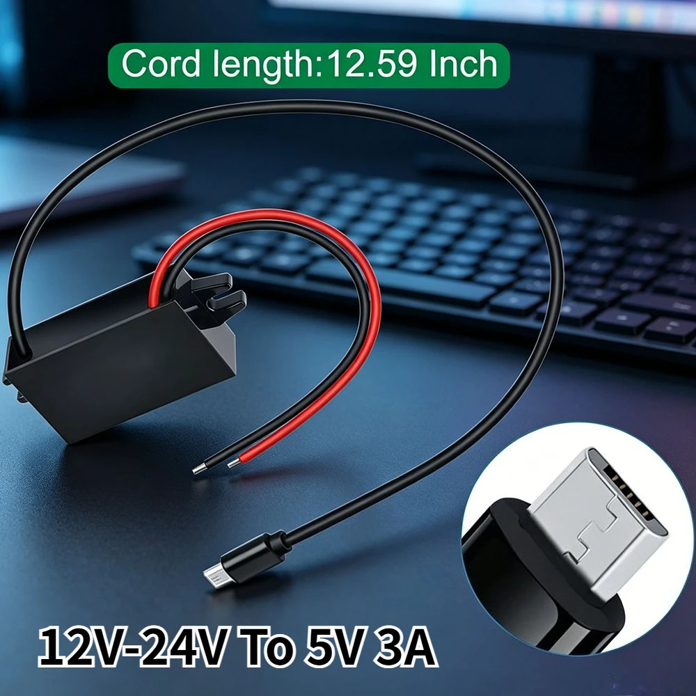 DC/DC 12V-24V To 5V 3A Micro USB Buck Converter Module Step Down Power Adapter Connected With Cell Phones GPS Car Recorder MP3