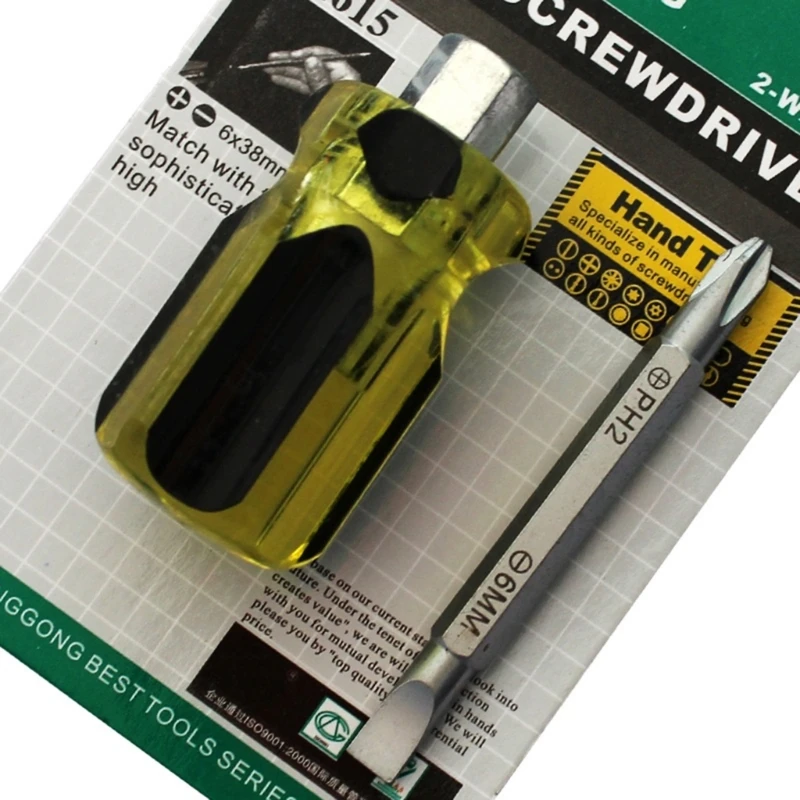 Short Handle Screwdriver Cross-Head 2-in-1 Interchangeable Screwdrivers Repair Hand Tools Replacement