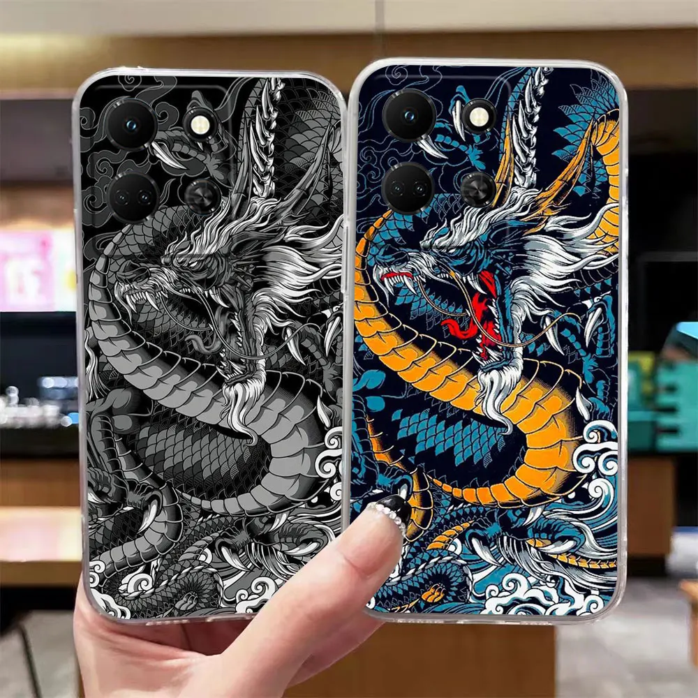 Clear Phone Case For Infinix NOTE 10 11 12 30 30i SMART 4 5 6 7 ZERO CAMON 19 20 PRO Case Funda Shell Mythical Dragon And Tiger