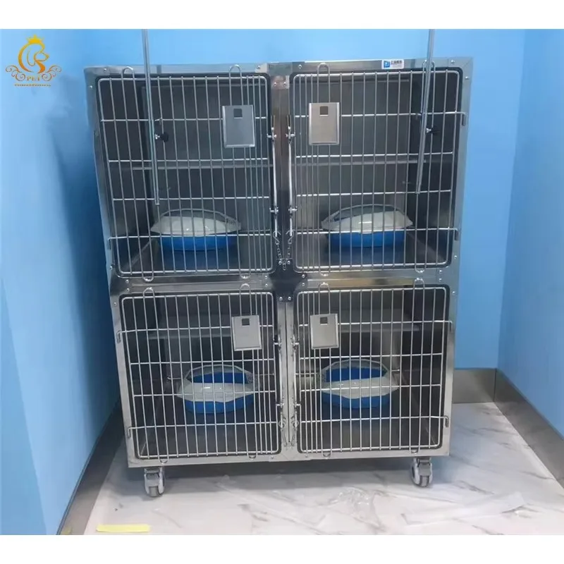 Large Hospital Vet Store 304 Stainless Steel Dog/cat Cage 4 Doors Stainless Steel Cat Cage