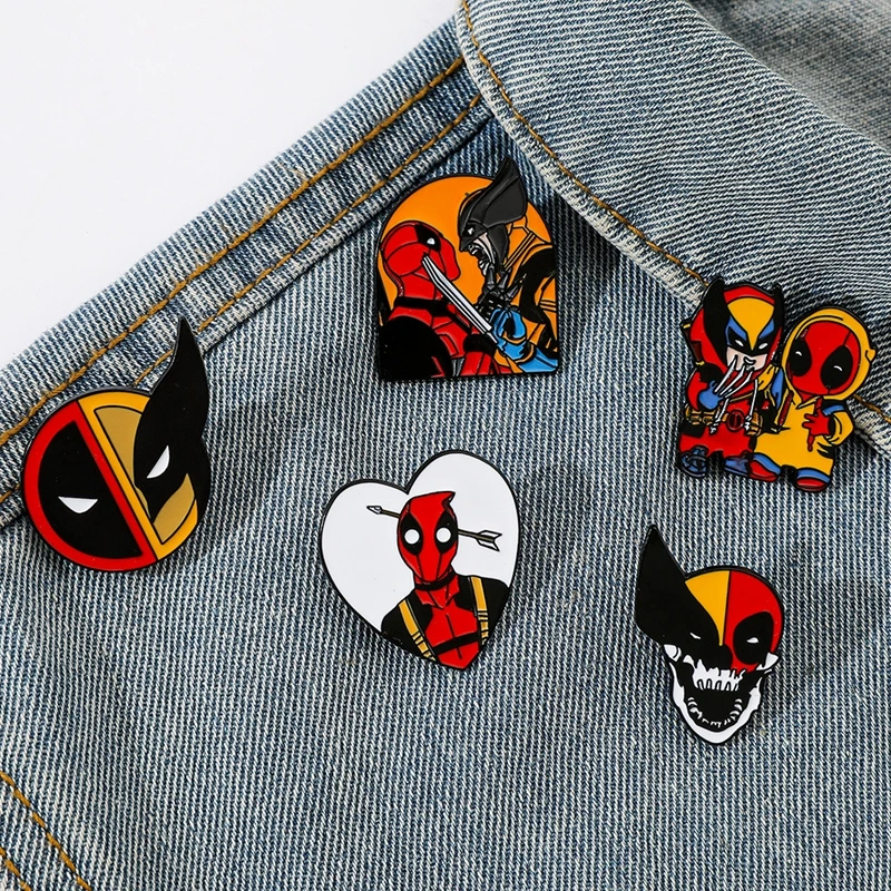 Deadpool and Wolverine brooch Marvel film Anime Cartoon Character Cute Enamel Pin Backpack Clothing Metal Badge Gift