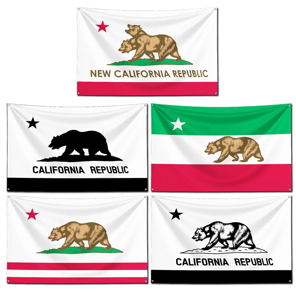 Ft  New California Republic Flag Polyester Digital Printing Banner For Garage or Out door Decoration