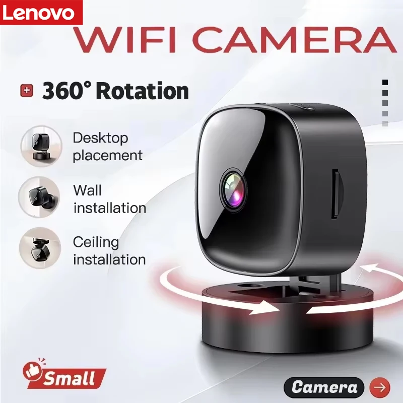 Câmera de Monitoramento de Segurança Lenovo S1 1080P HD WiFi com Detecção de Movimento e Visão Noturna 360 °   Câmera de proteção giratória para bebês em casa