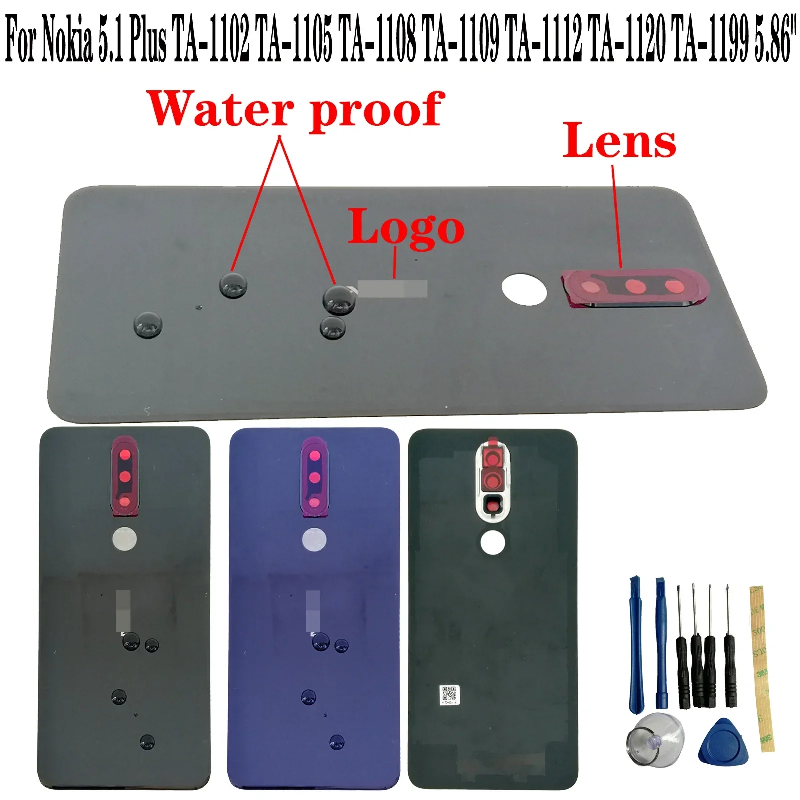 Shyueda Orig New For Nokia 5.1 Plus X5 TA-1102 TA-1105 TA-1108 TA-1109 TA-1112 TA-1120 TA-1199 Rear Back Housing Battery Cover