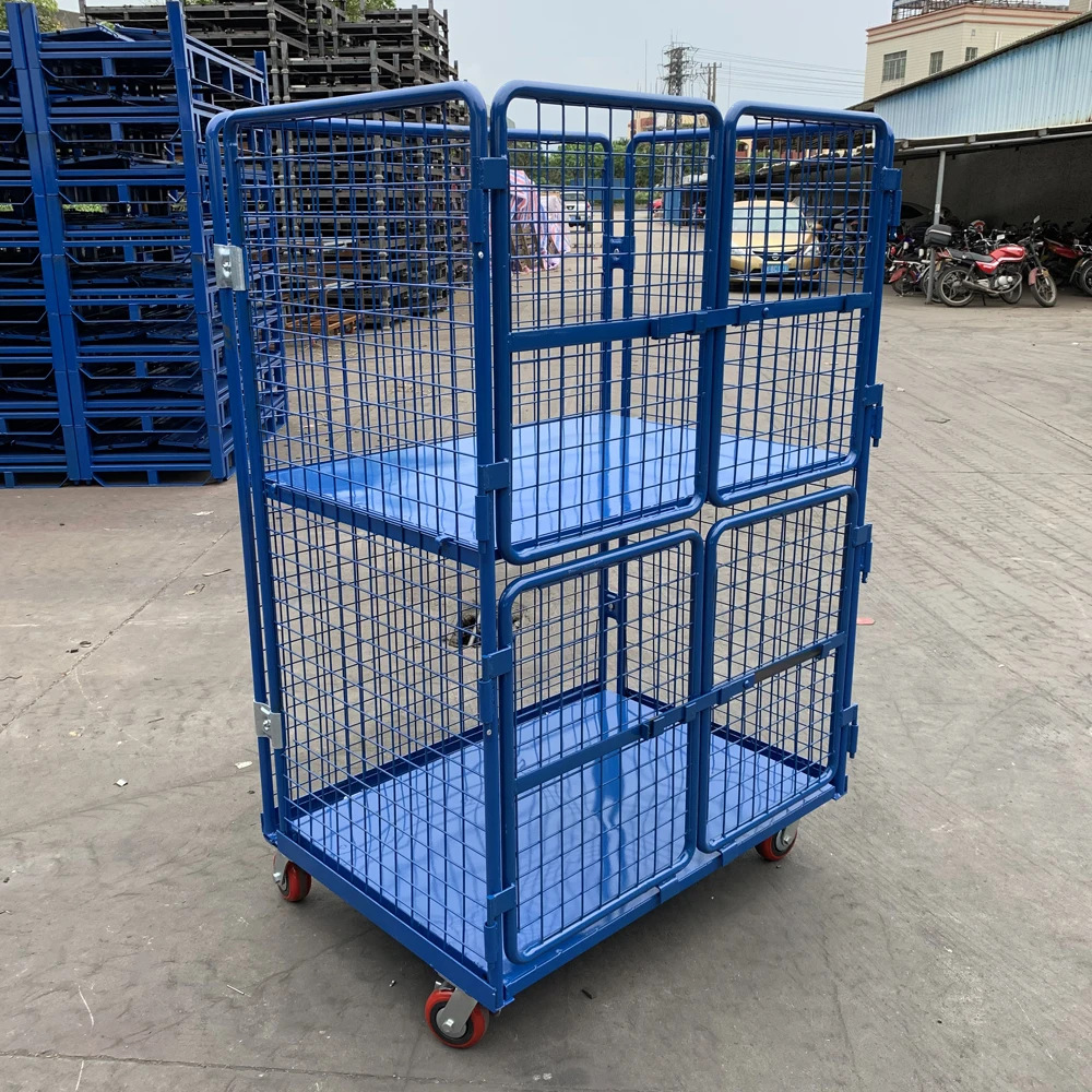 4 Sided Lockable Roll Lifting Trolley With Cage Sides For Logistics Transport Hand Carts & Trolleys