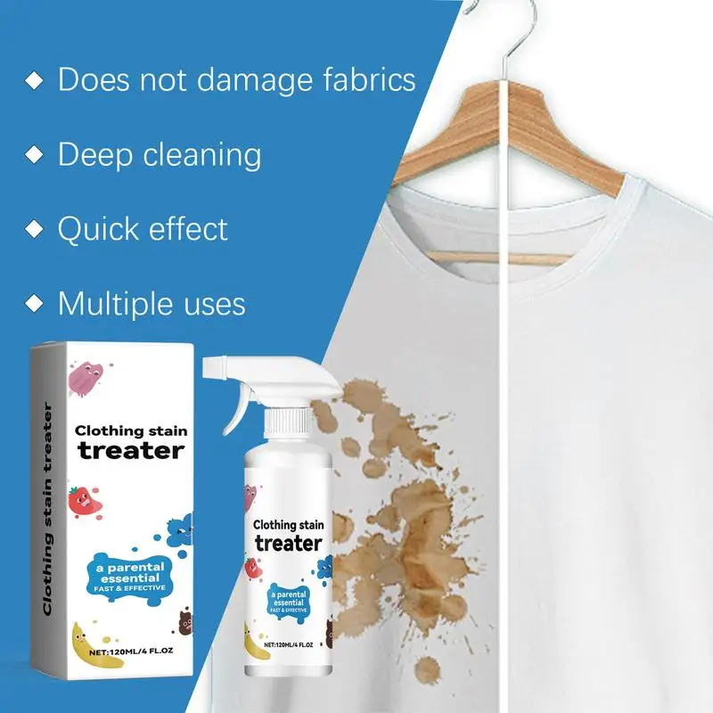 Stain Remover Spray Portable Stain Treater For Laundry 120ml Fabric Oil Remover Travel Size Clothing Stain Remover For Clothes