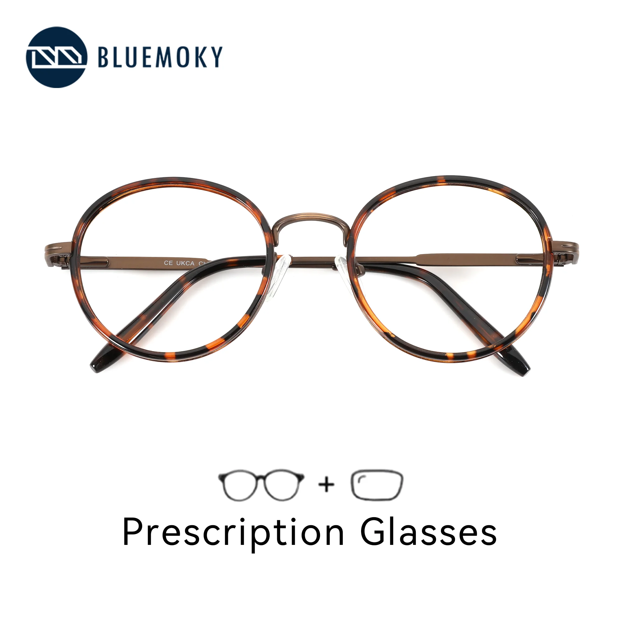 

BLUEMOKY L размер модные металлические круглые оптические очки для унисекс фотохромные линзы для близорукости очки по рецепту