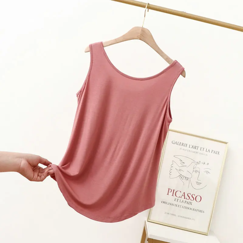 XL to 6XL Modal O-Neck Tank tops Summer women\'s camisole Thin Loose Sleeveless T-shirt Solid color Tee Top Large size