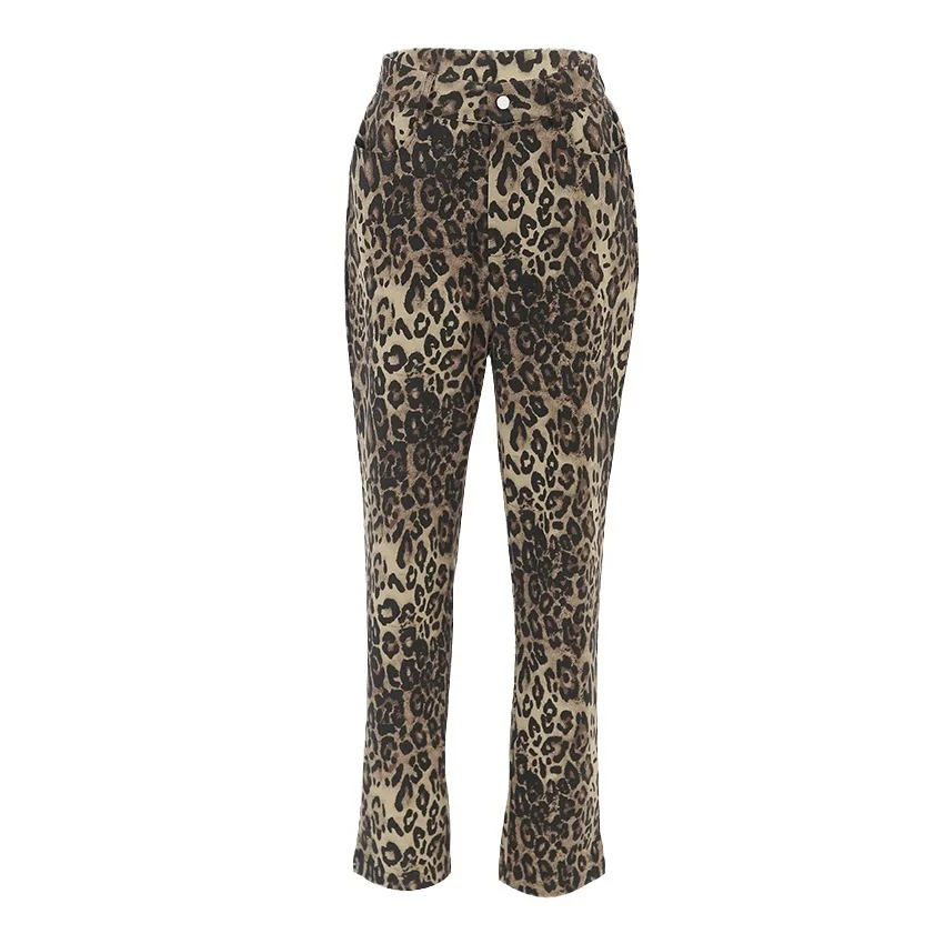 2025 New Cotton Sexy Leopard Pattern Slimming and Falling Pants Fashion Women's Casual Pants