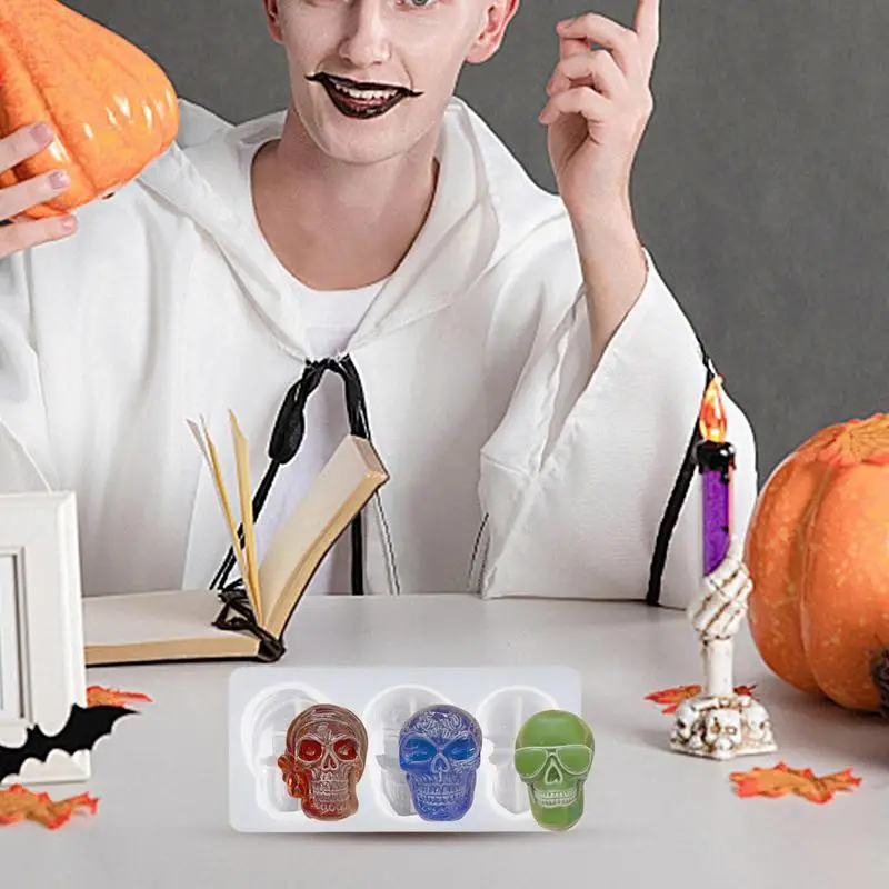 Формы черепа для смолы, 3D формы для свечей с головой черепа, художественные поделки для подвески, браслета, брелка, изготовление маленьких форм черепа для дома