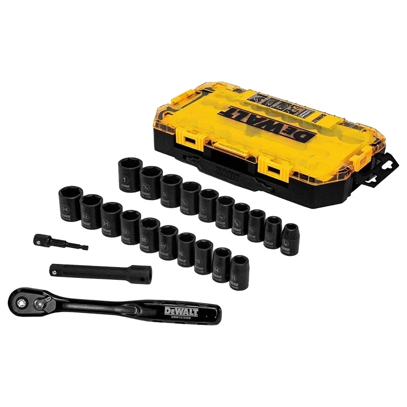 DEWALT DWMT74739 1/2인치 드라이브 조합 임팩트 소켓 세트 23피스 드라이브 딥 소켓 세트 육각 섕크 소켓 어댑터