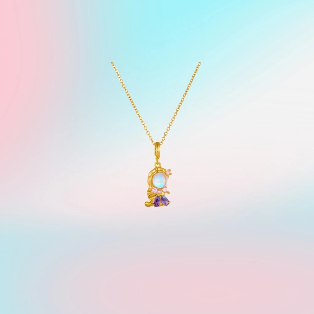 Modische bunte Zirkon-Märchen-Kleine Prinzessin-Halskette, vergoldete Universal-Kette, Schlüsselbeinkette, süßes Temperament – Detail 3