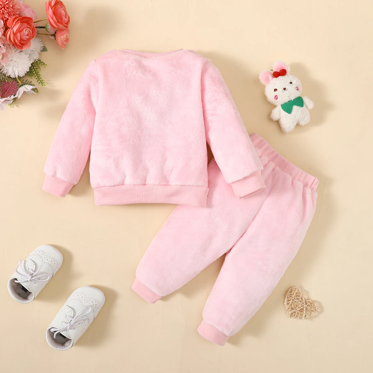 Newborn Baby Girls 2 Pcs Outfit Set Cute Rabbit Long Sleeve Sweatshirt + Pants Warm Autumn Winter Clothes For 0-3 Years Infant