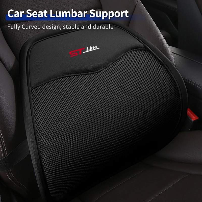 Ice Silk Car Seat Back Pad Lumbar Support Back Cushion Interior For Ford ST Line Racing RS S Kuga Fiesta Fusion Mondeo Edg