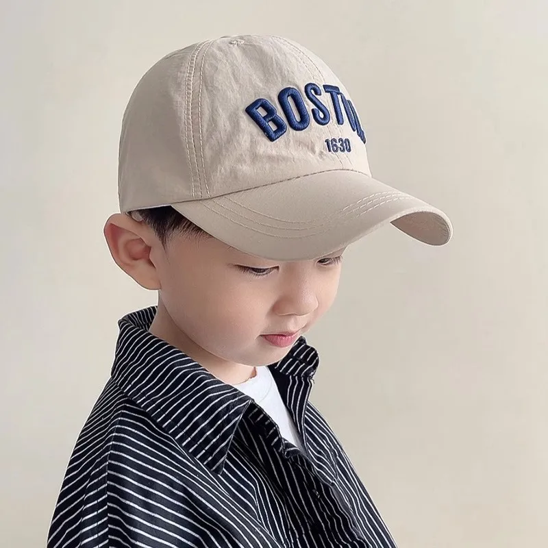 Summer Kids Quick-drying Hat Boys Girl Cute Letter Embroidered Baseball Cap Baby Soft Brim Sun Hat Children Peaked Cap