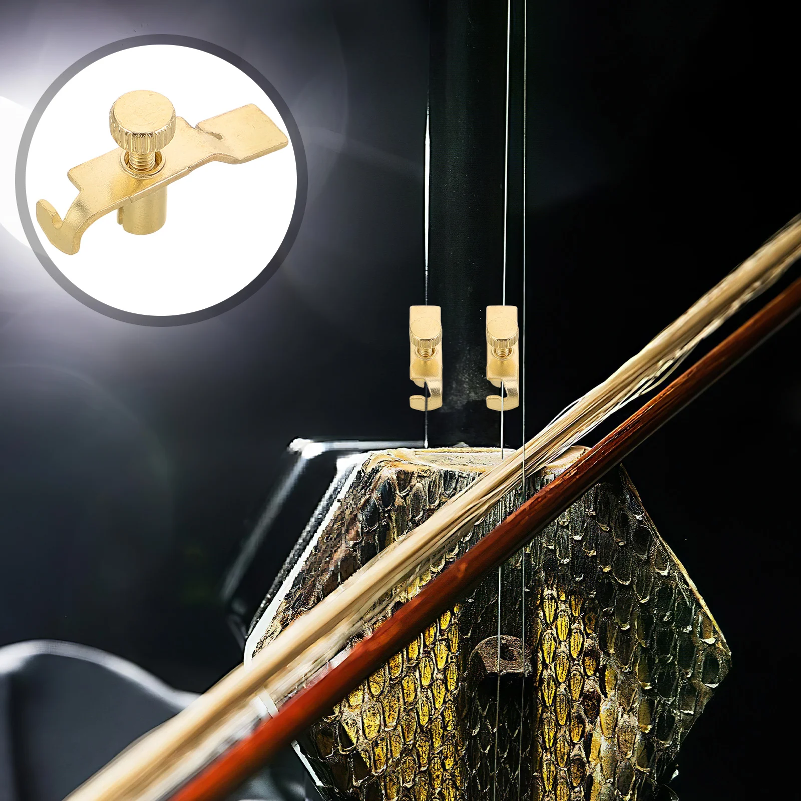 

Golden Erhu Chinese Violin Accessories Instrument Trimmer Tuning Tuner Parts Metal Mouth