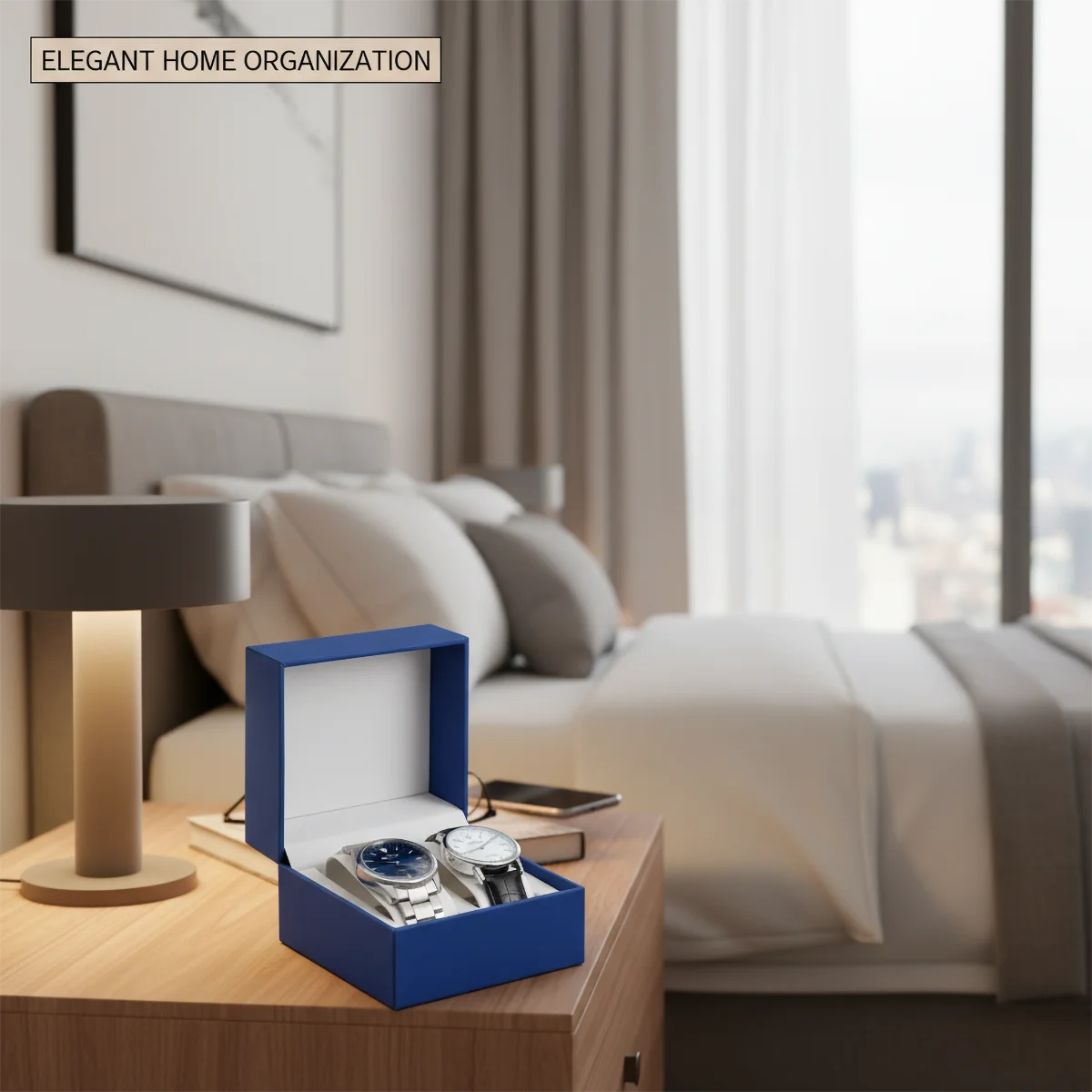 Double Watch Box with Soft Protective Lining - Exquisite Craftsmanship Multi-Color Watch Storage Case for 2 Watches