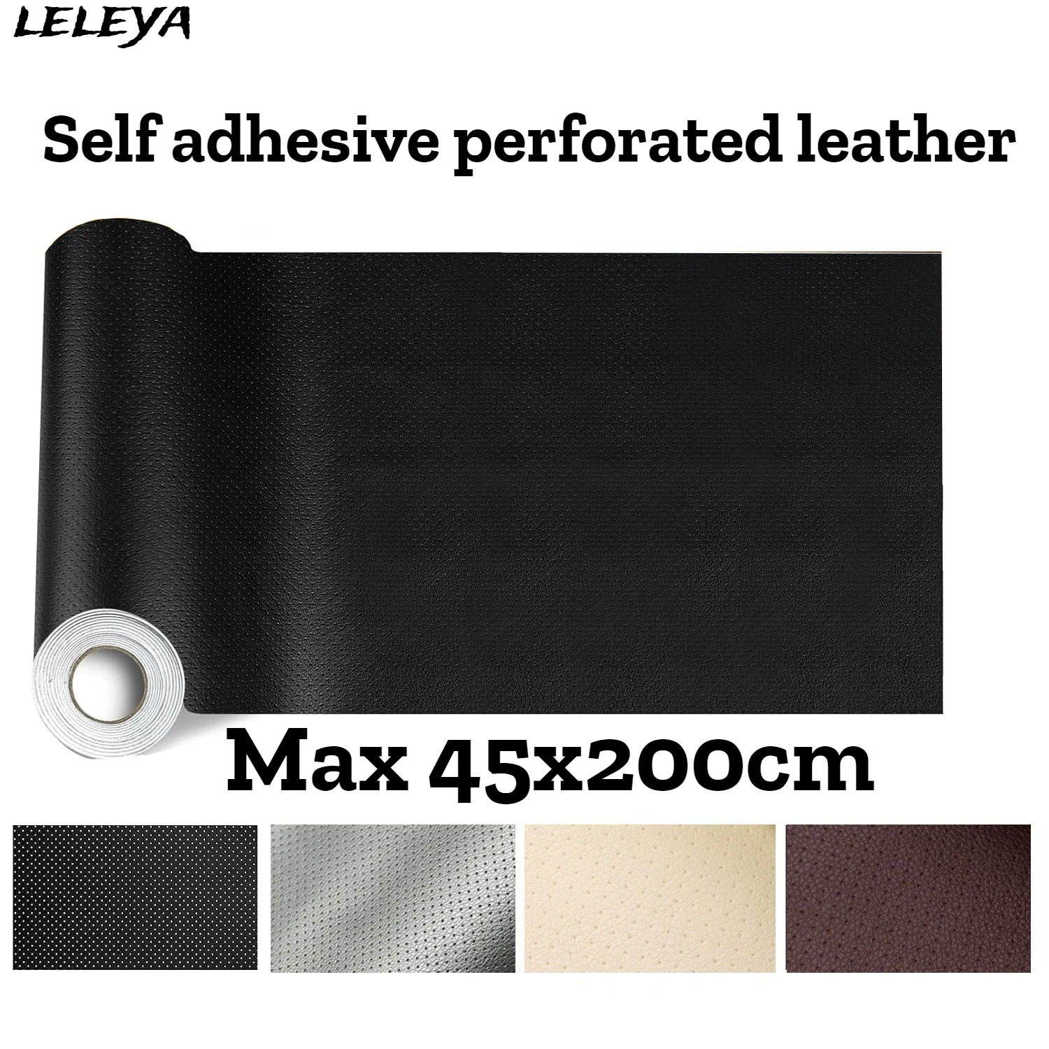 

Max 45x200cm Breathable Perforated Dot Lychee Self-adhesive Leather Sofa Seat PU Leather Bag Repair and Renovation