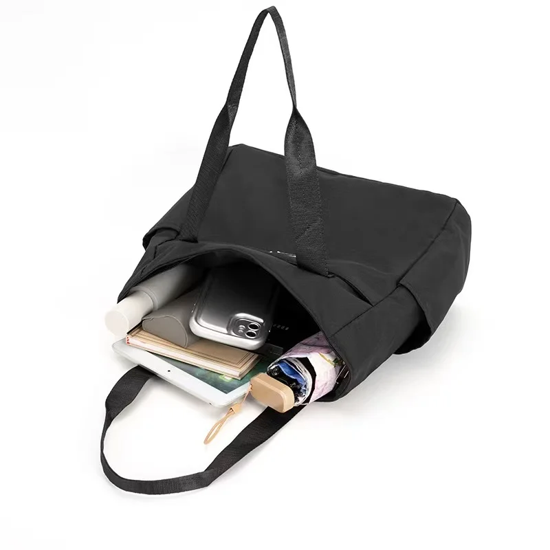 Neue, stilvolle, schlichte Umhängetasche in Unifarben für Damen, Nylon-Schultertasche, modische Handtasche mit großem Fassungsvermögen, Oxford-Handtasche. – Detail 15