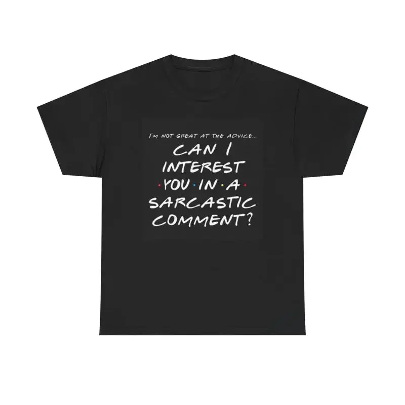 Kann ich Sie zum sarkastischen Kommentar über ein T-Shirt mit lustigen Sprüchen in einem schrubbigen Baumwoll-T-Shirt begeistern?
