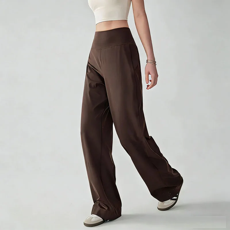 New Women's Loose Yoga Pants Versatile Casual High Waist Wide Leg Jogging Trousers Female Solid Fitness Exercise Straight Pants