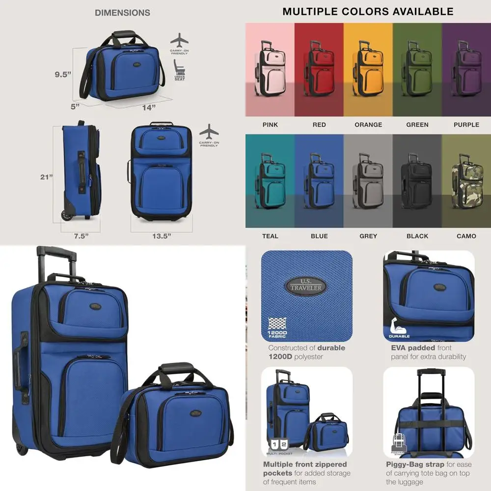 

Легкий чемодан на 2 колесах для ручной клади, королевский синий цвет