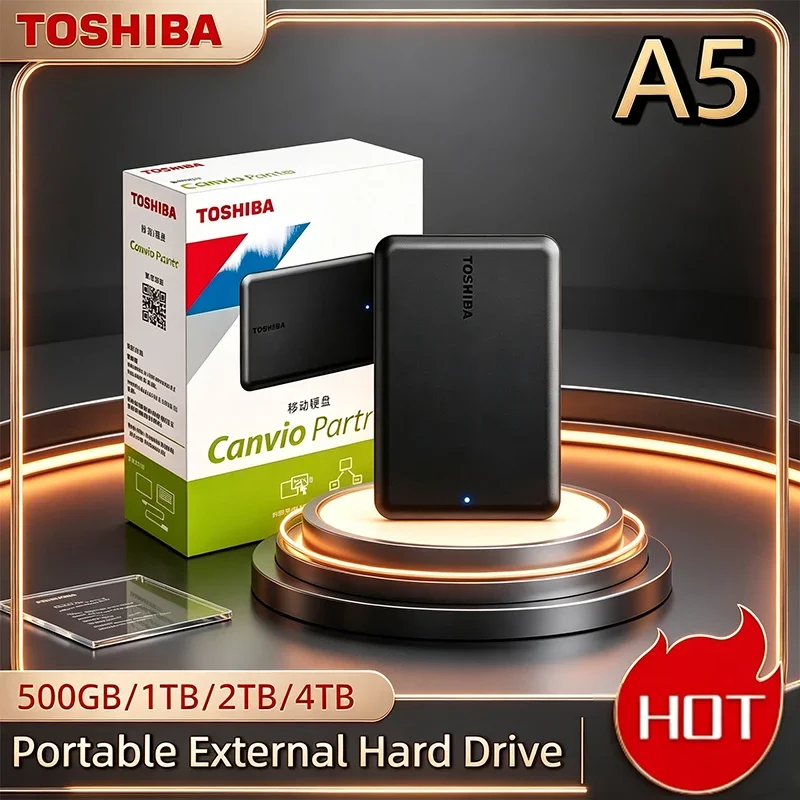 Toshiba A5 Series Small Black Portable Hard Drive High Speed USB 3.2 Gen1 Pro Max Compatible With Mac 500GB 1TB 2TB 4TB
