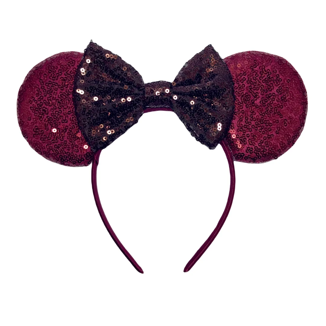 Wine Red Dark Color Mouse Ear Hairband For Girls 5\