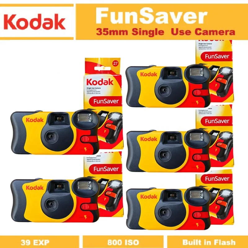 كاميرا Kodak FunSaver الجديدة ذات الاستخدام الواحد مع كاميرات فيلم نقطة ونقاط يمكن التخلص منها بقوة فلاش 27/39 ورقة (ما انتهاء الصلاحية 2027)